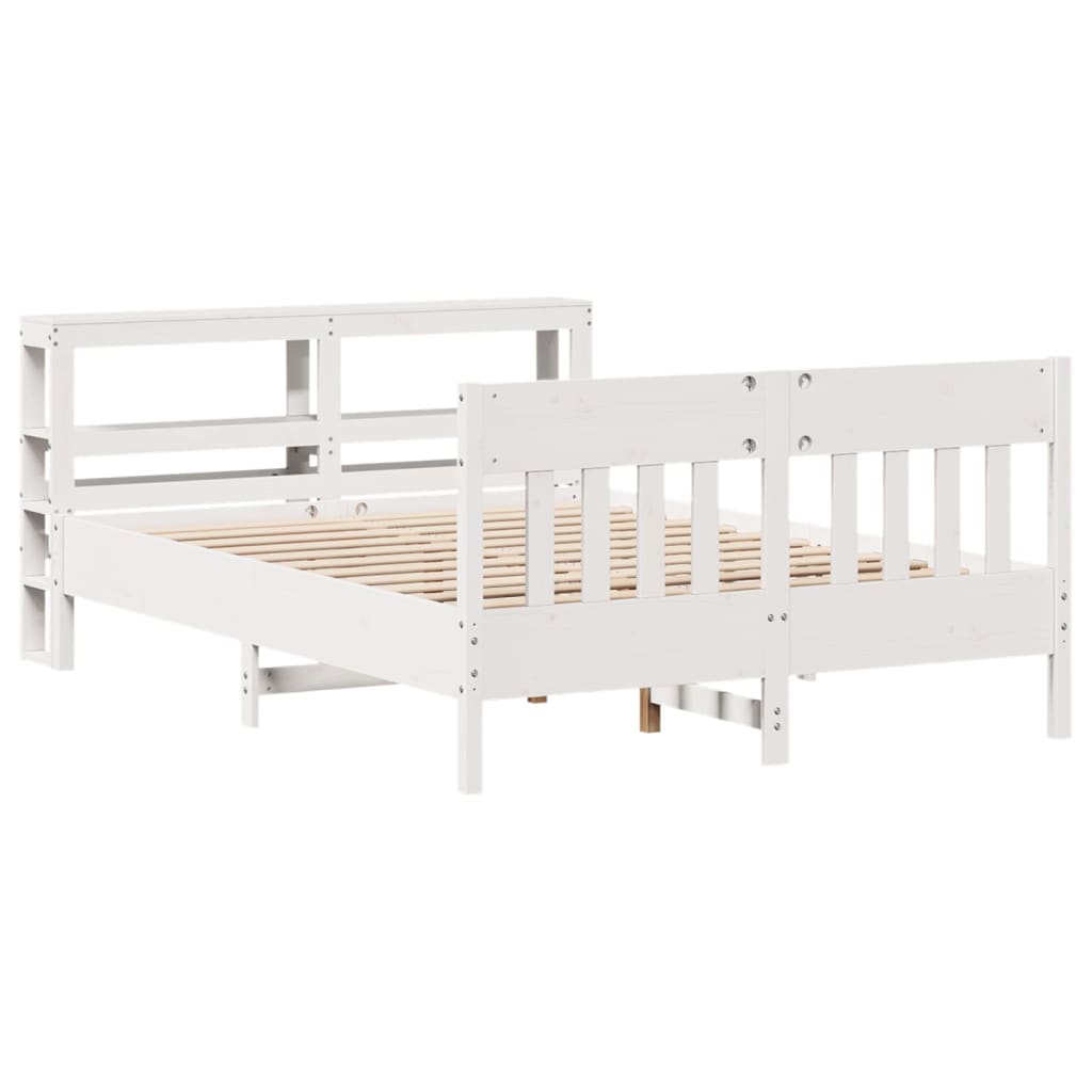 vidaXL Bedframe zonder matras massief grenenhout wit 160x200 cm afbeelding