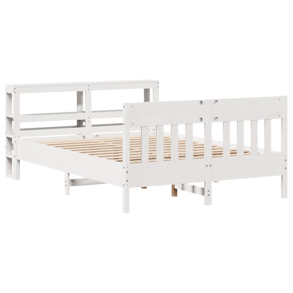 vidaXL Bedframe zonder matras massief grenenhout wit 140x200 cm afbeelding