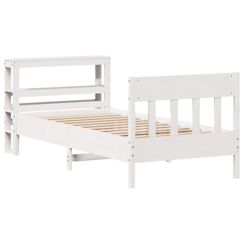 vidaXL Bedframe zonder matras massief grenenhout wit 140x200 cm afbeelding