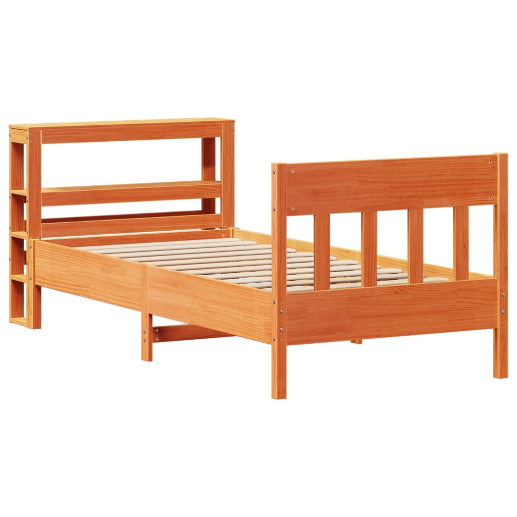 vidaXL Bedframe zonder matras massief grenenhout wasbruin 100x200 cm afbeelding