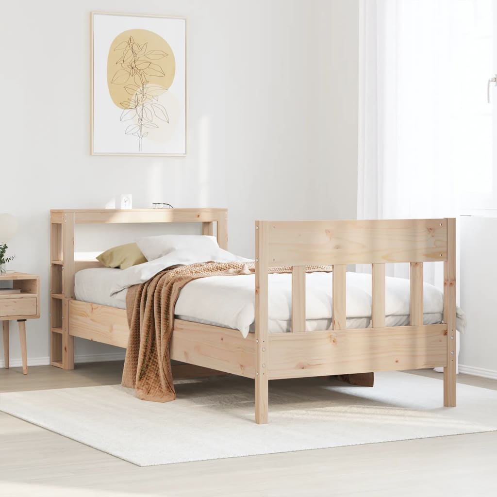 sengeramme uden madras 90x190 cm massivt fyrretræ