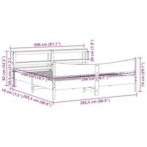 Rám postele s čelem voskově hnědý 200x200 cm masivní borovice - obrázek 11