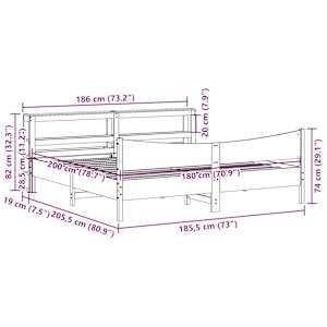 Rám postele s čelem bílý 180 x 200 cm masivní borovice - obrázek 11