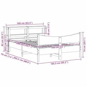 Rám postele s čelem 160 x 200 cm masivní borové dřevo - obrázek 11