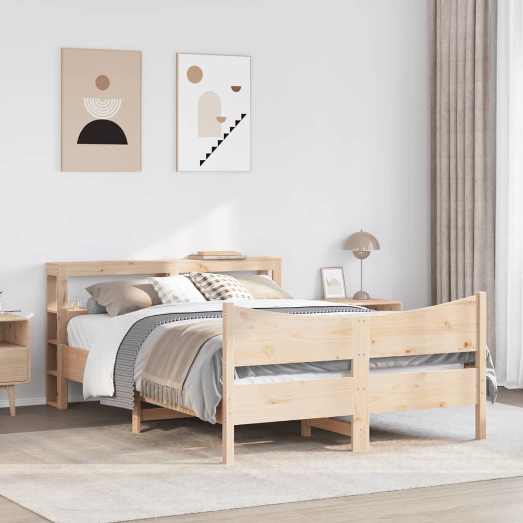 vidaXL Bedframe met hoofdbord massief grenenhout 150x200 cm afbeelding