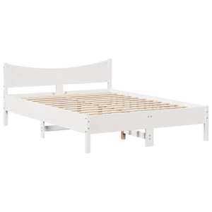 Rám postele s čelem bílý 120 x 200 cm masivní borové dřevo - obrázek 5