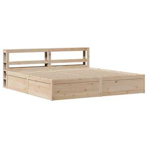 Rám postele s čelem 200 x 200 cm masivní borové dřevo - obrázek 2
