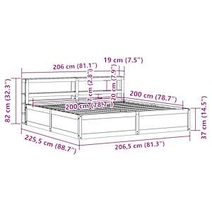 Rám postele s čelem 200 x 200 cm masivní borové dřevo - obrázek 12