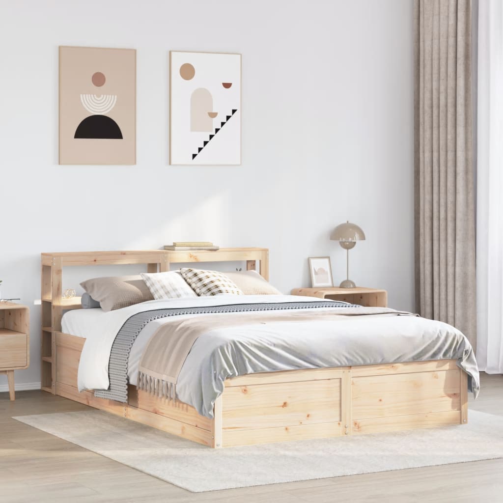 vidaXL Bedframe met hoofdbord massief grenenhout 120x200 cm afbeelding