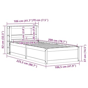 Rám postele s čelem 100 x 200 cm masivní borové dřevo - obrázek 12