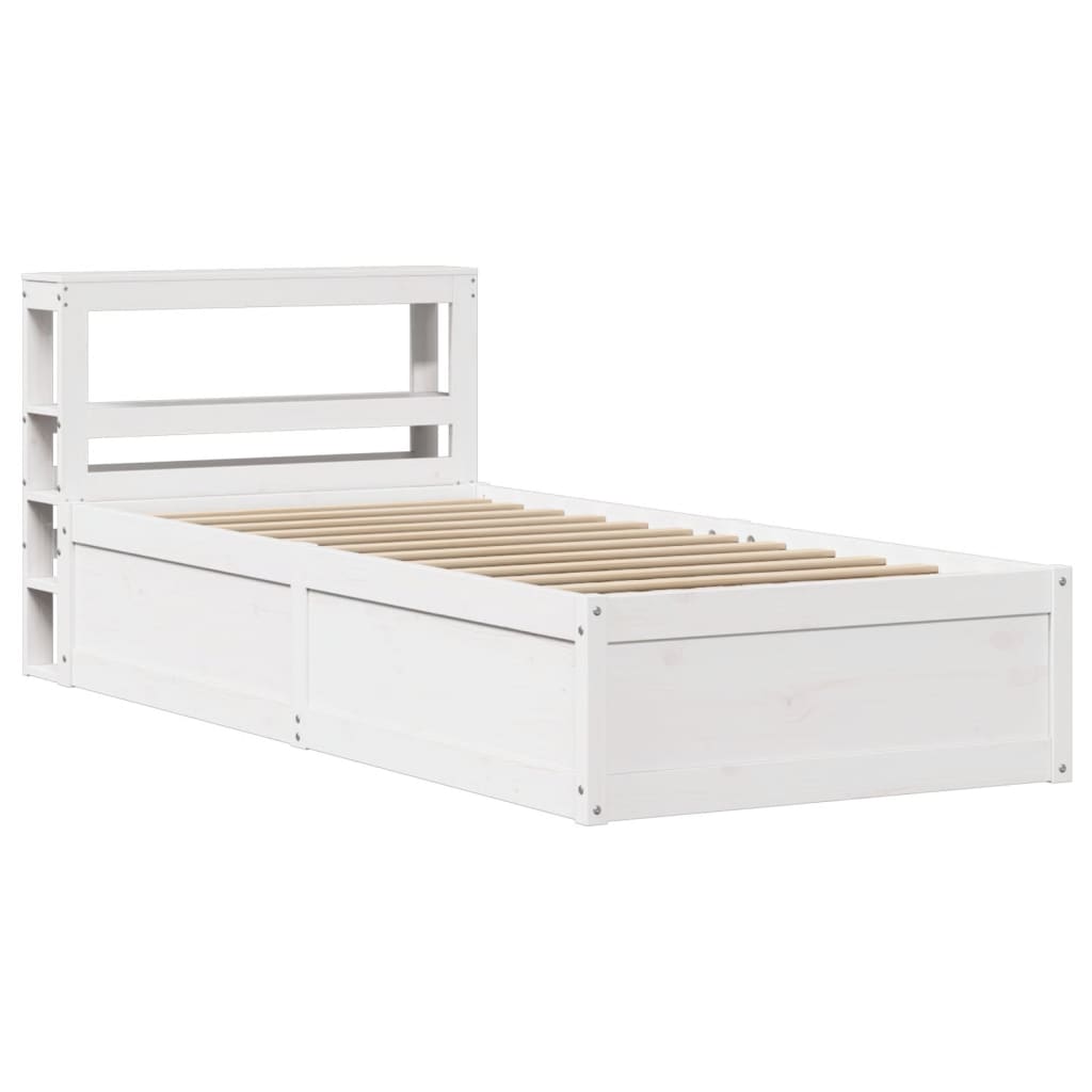 vidaXL Rám postele s čelem bílý 90 x 200 cm masivní borové dřevo