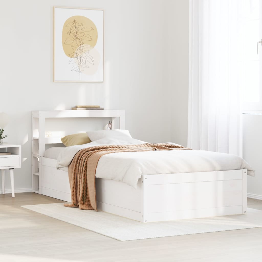 vidaXL Bedframe met hoofdbord massief grenenhout wit 90x190 cm, foto 2