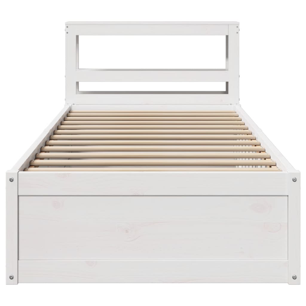 vidaXL Bedframe met hoofdbord massief grenenhout wit 90x190 cm, foto 4