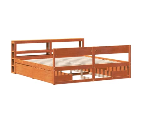 vidaXL Posteľ bez matraca voskovo hned&aacute; 200x200 cm mas&iacute;vna borovica