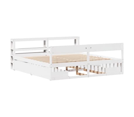 vidaXL Cadru de pat fără saltea, alb, 180x200 cm, lemn masiv pin