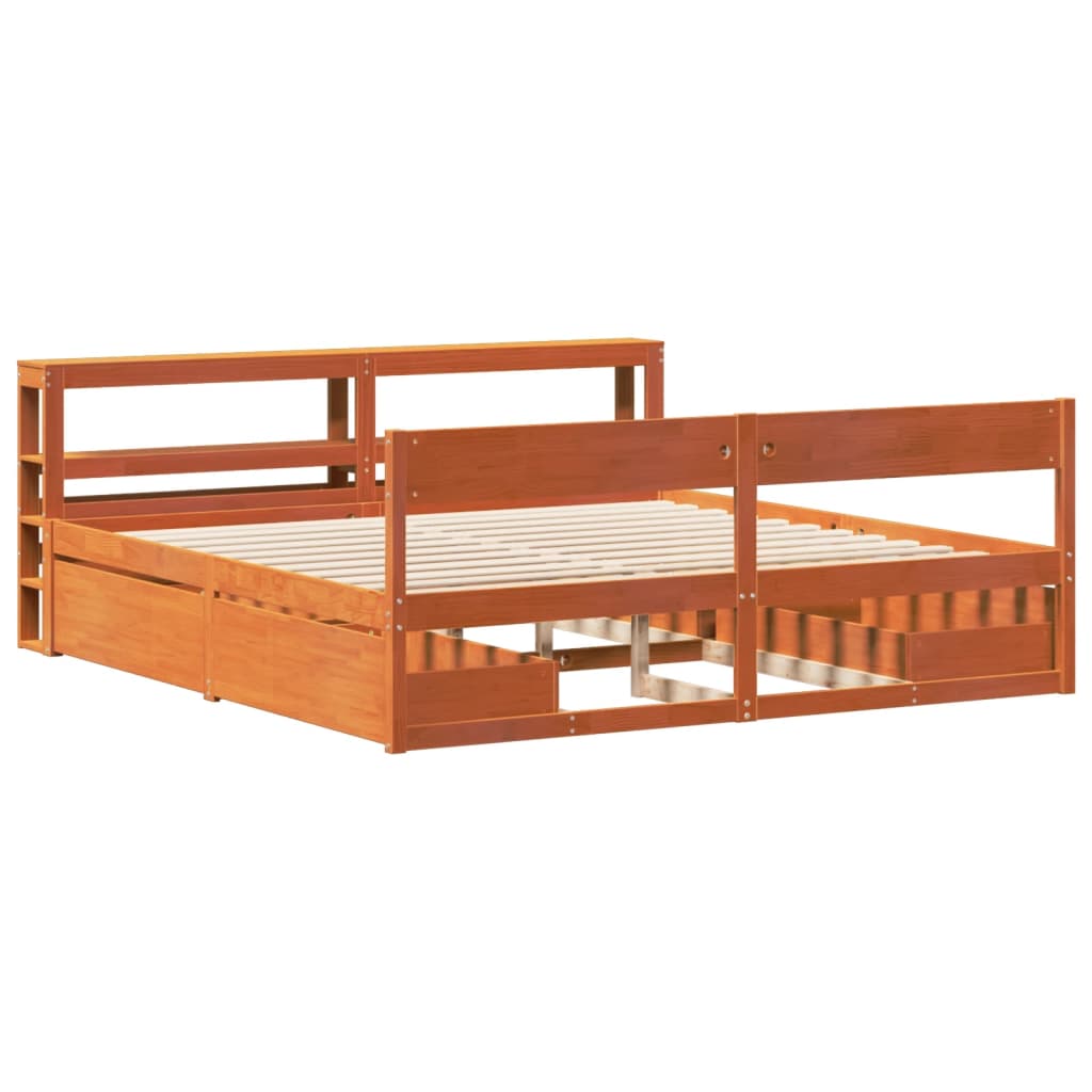 vidaXL Bedframe zonder matras massief grenenhout wasbruin 180x200 cm afbeelding