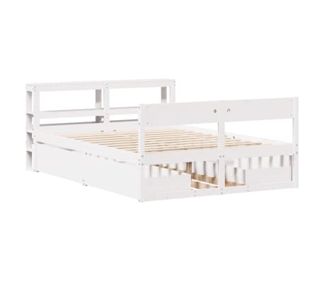 vidaXL Cadru de pat fără saltea, alb, 150x200 cm, lemn masiv pin