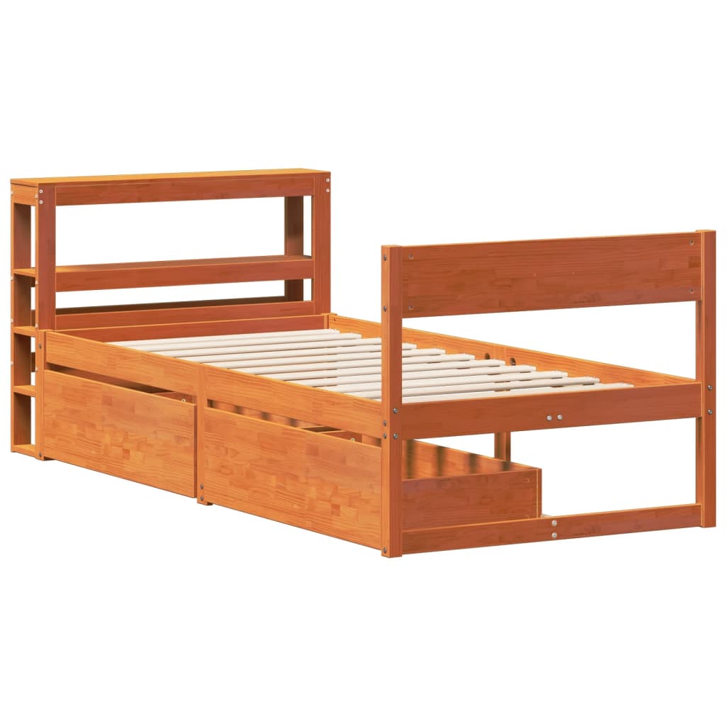vidaXL Bedframe zonder matras massief grenenhout wasbruin 90x200 cm afbeelding