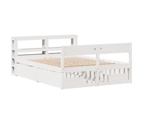vidaXL Cadre de lit sans matelas blanc 135x190 cm bois de pin massif