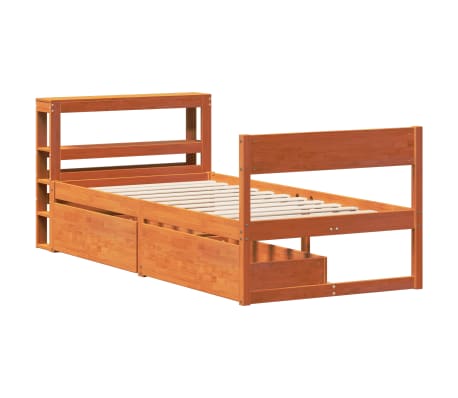 vidaXL Cadre de lit sans matelas cire marron 90x190 cm bois pin massif