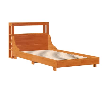 vidaXL Cadre de lit sans matelas cire marron 90x200 cm bois pin massif