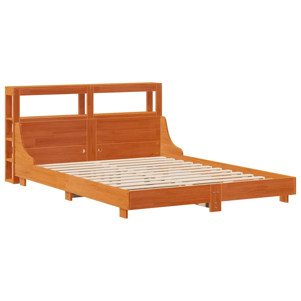 vidaXL Bed met matras massief grenenhout wasbruin 140x190 cm afbeelding