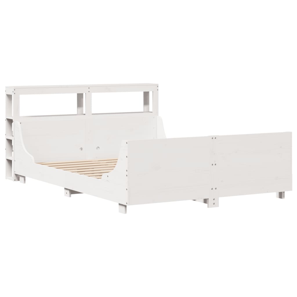vidaXL Bedframe zonder matras massief grenenhout wit 150x200 cm afbeelding