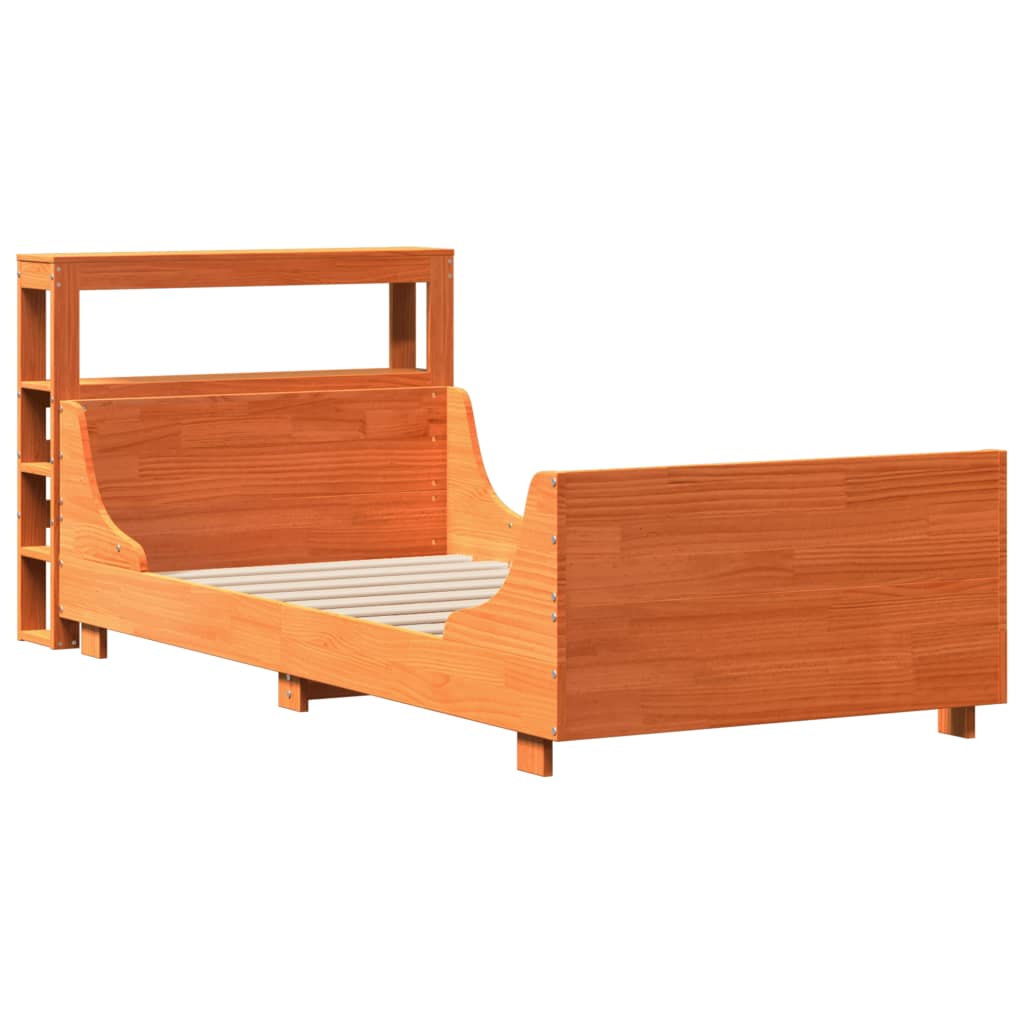 vidaXL Bedframe zonder matras massief grenenhout wasbruin 90x200 cm afbeelding