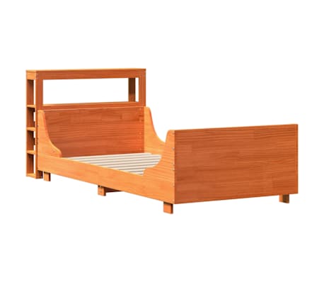 vidaXL Massivholzbett ohne Matratze Wachsbraun 90x190 cm Kiefernholz
