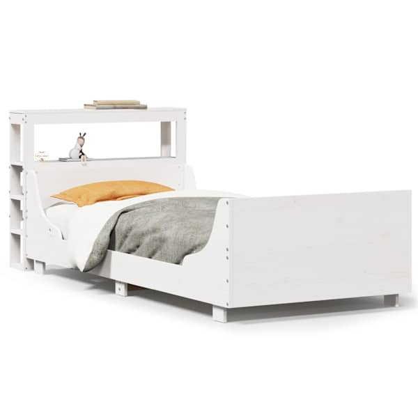 vidaXL voodiraam ilma madratsita, valge, 75 x 190 cm, m&auml;nnipuit