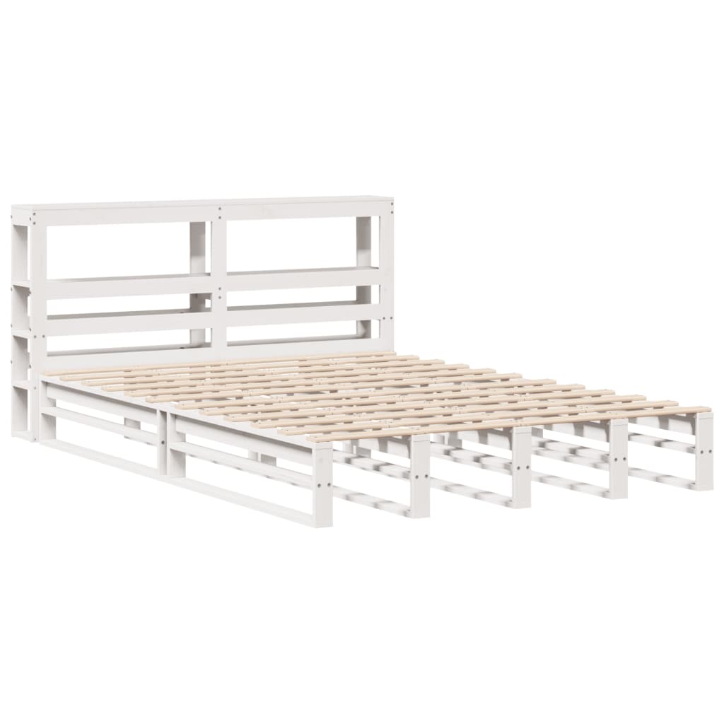 vidaXL Bedframe zonder matras massief grenenhout wit 140x200 cm afbeelding