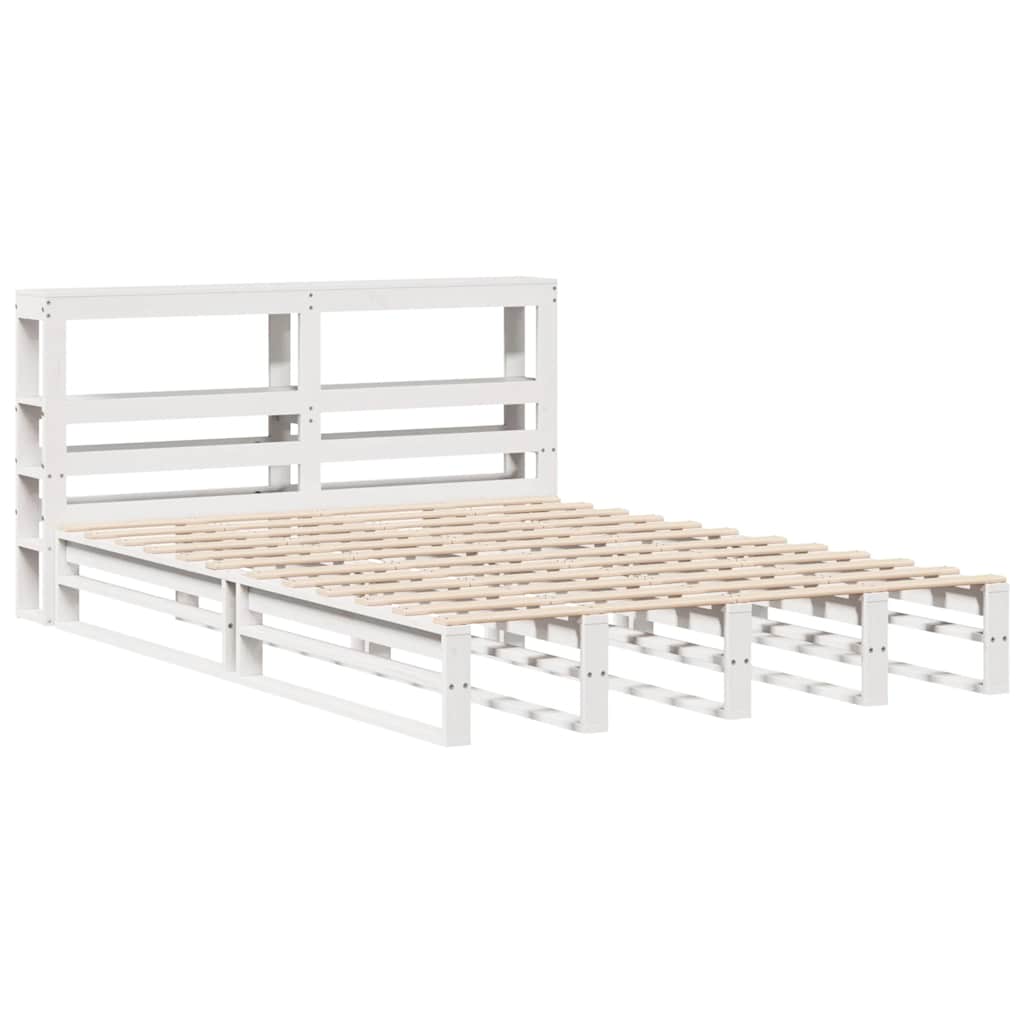 vidaXL Bedframe zonder matras massief grenenhout wit 150x200 cm afbeelding