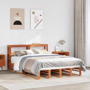 Posteljni okvir brez vzmetnice vošč. rjav 150x200 cm borovina
