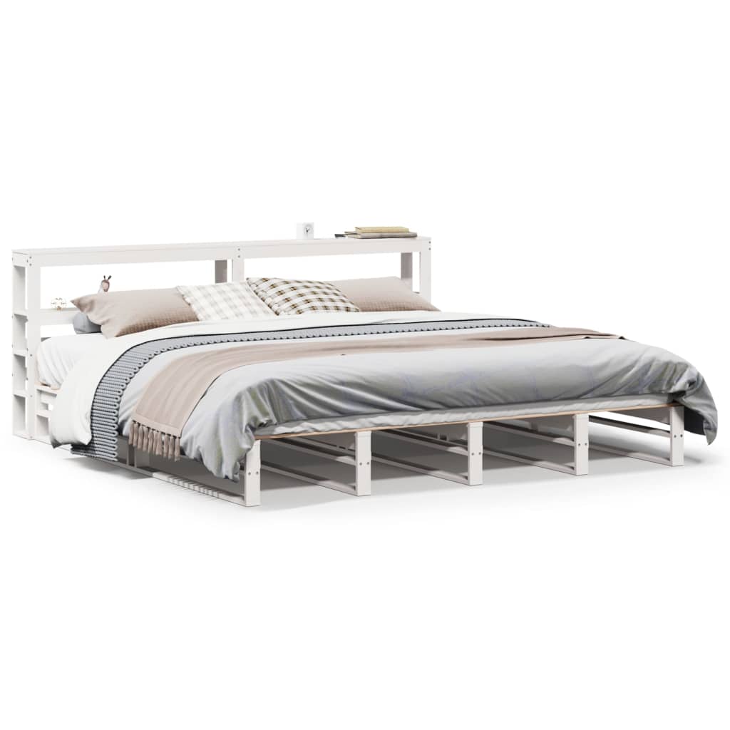 vidaXL Bedframe zonder matras massief grenenhout wit 200x200 cm, foto 3