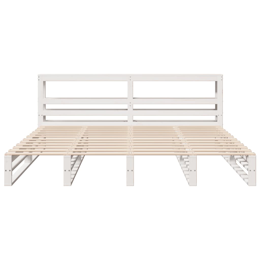 vidaXL Bedframe zonder matras massief grenenhout wit 200x200 cm, foto 4