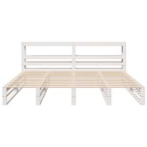 Postel bez matrace bílá 200 x 200 cm masivní borovice - obrázek 4
