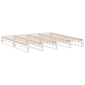 Postel bez matrace bílá 200 x 200 cm masivní borovice - obrázek 5