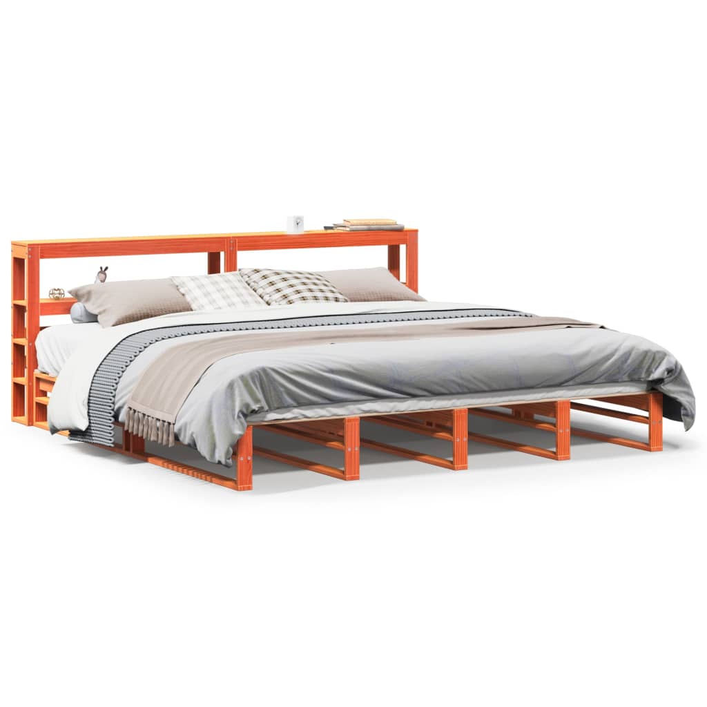 vidaXL Bedframe zonder matras massief grenenhout wasbruin 200x200 cm bruin, foto 3