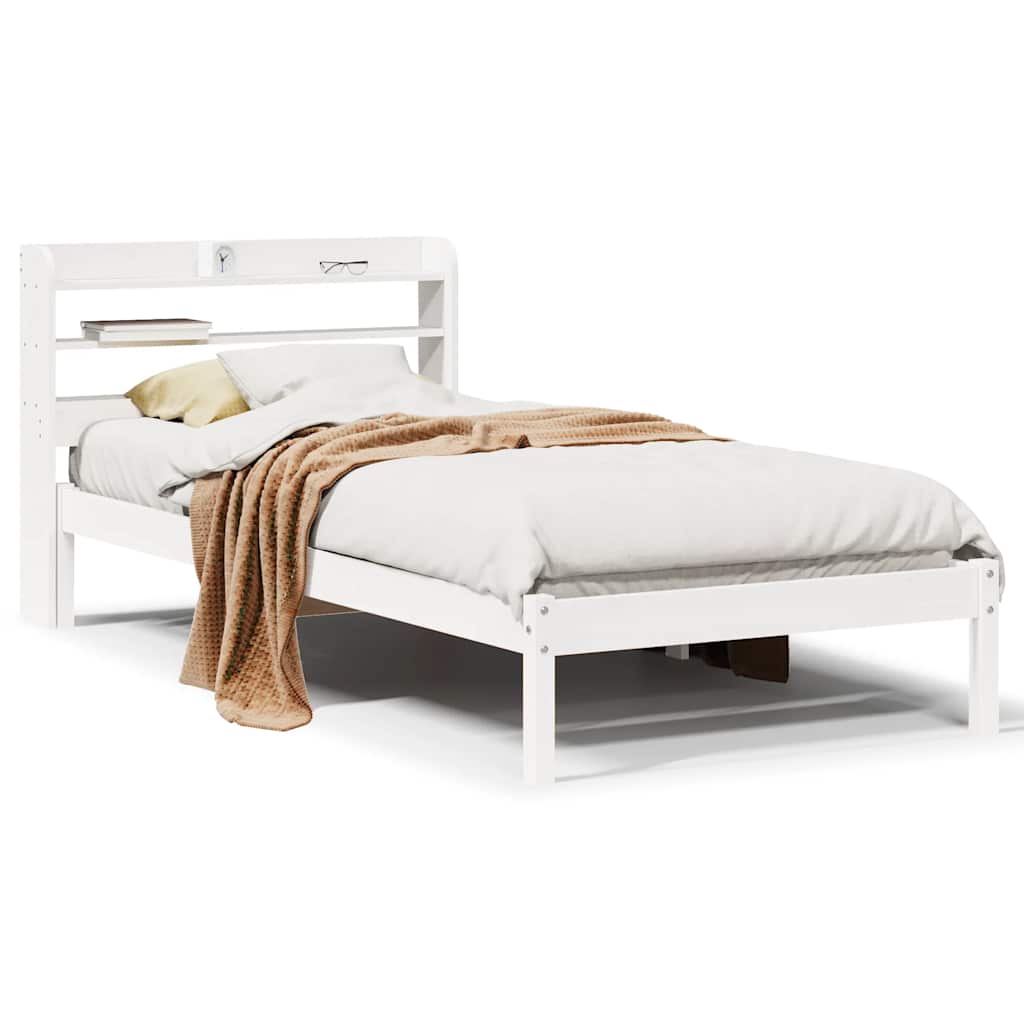 vidaXL Bedframe zonder matras massief grenenhout wit 75x190 cm, foto 3
