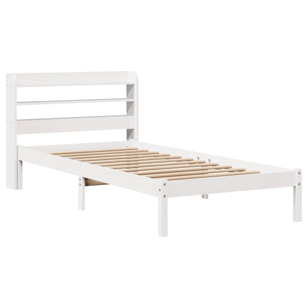 vidaXL Bedframe zonder matras massief grenenhout wit 75x190 cm afbeelding