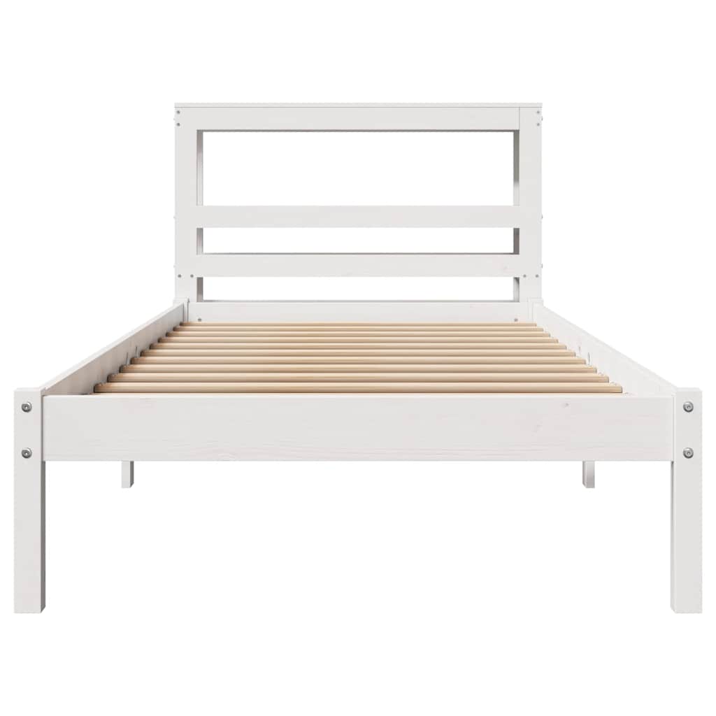 vidaXL Bedframe zonder matras massief grenenhout wit 75x190 cm, foto 4