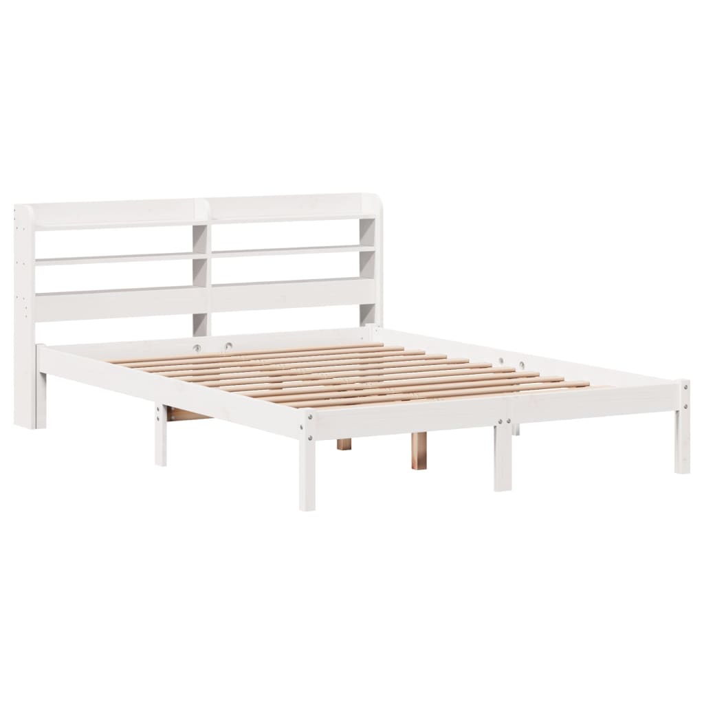 vidaXL Bedframe zonder matras massief grenenhout wit 140x190 cm afbeelding