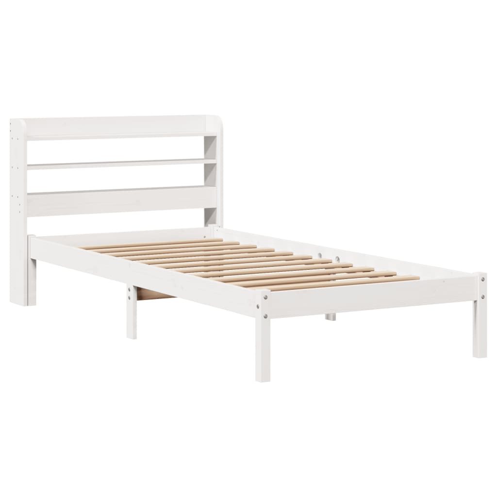 vidaXL Bedframe zonder matras massief grenenhout wit 90x200 cm afbeelding