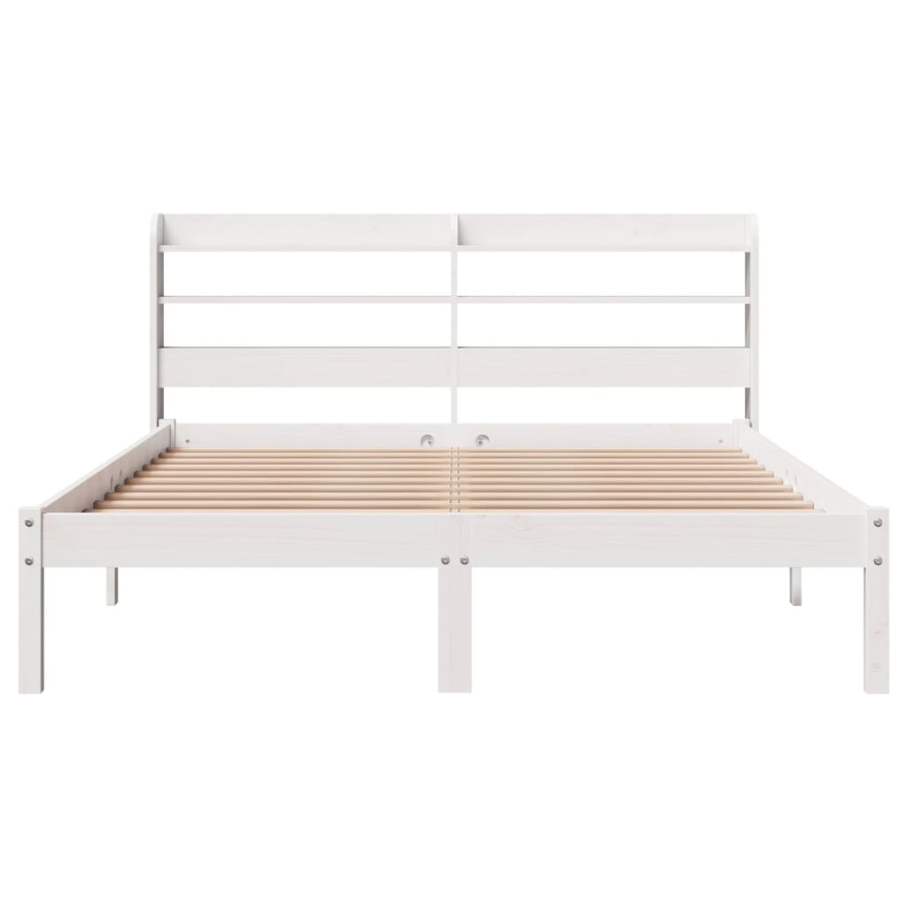 vidaXL Bedframe zonder matras massief grenenhout wit 150x200 cm, foto 4