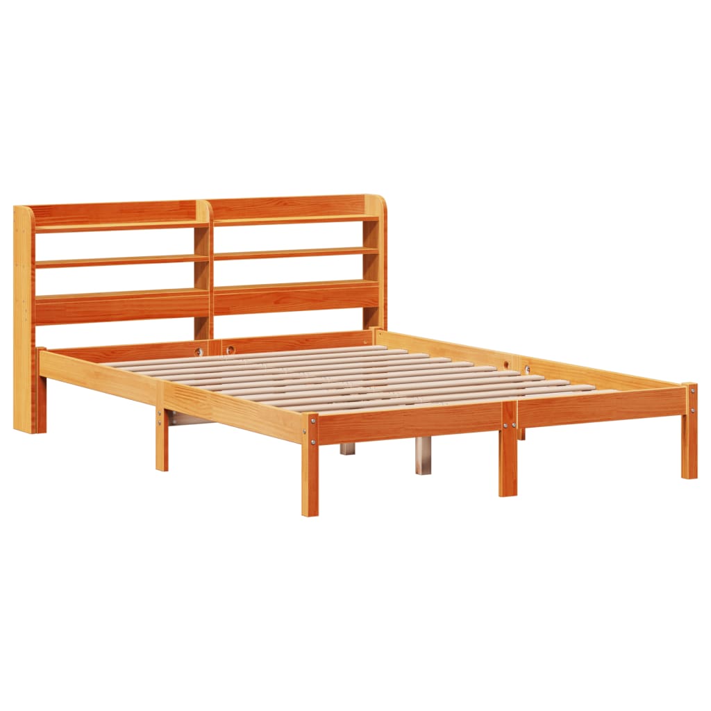 vidaXL Bedframe met hoofdbord massief grenenhout wasbruin 120x190 cm afbeelding