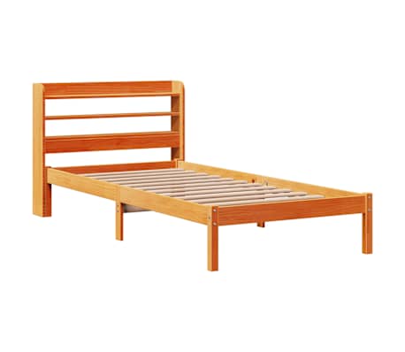 vidaXL Bettgestell mit Kopfteil ohne Matratze Wachsbraun 90x200 cm