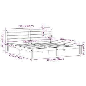 Rám postele s čelem voskově hnědý 200x200 cm masivní borovice - obrázek 12