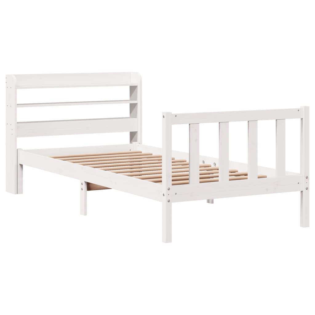 vidaXL Bedframe zonder matras massief grenenhout wit 90x200 cm afbeelding