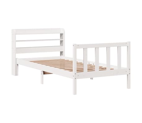vidaXL Massivholzbett ohne Matratze Wei&szlig; 90x200 cm Kiefernholz
