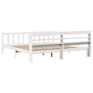 Postel bez matrace bílá 200 x 200 cm masivní borovice - obrázek 6